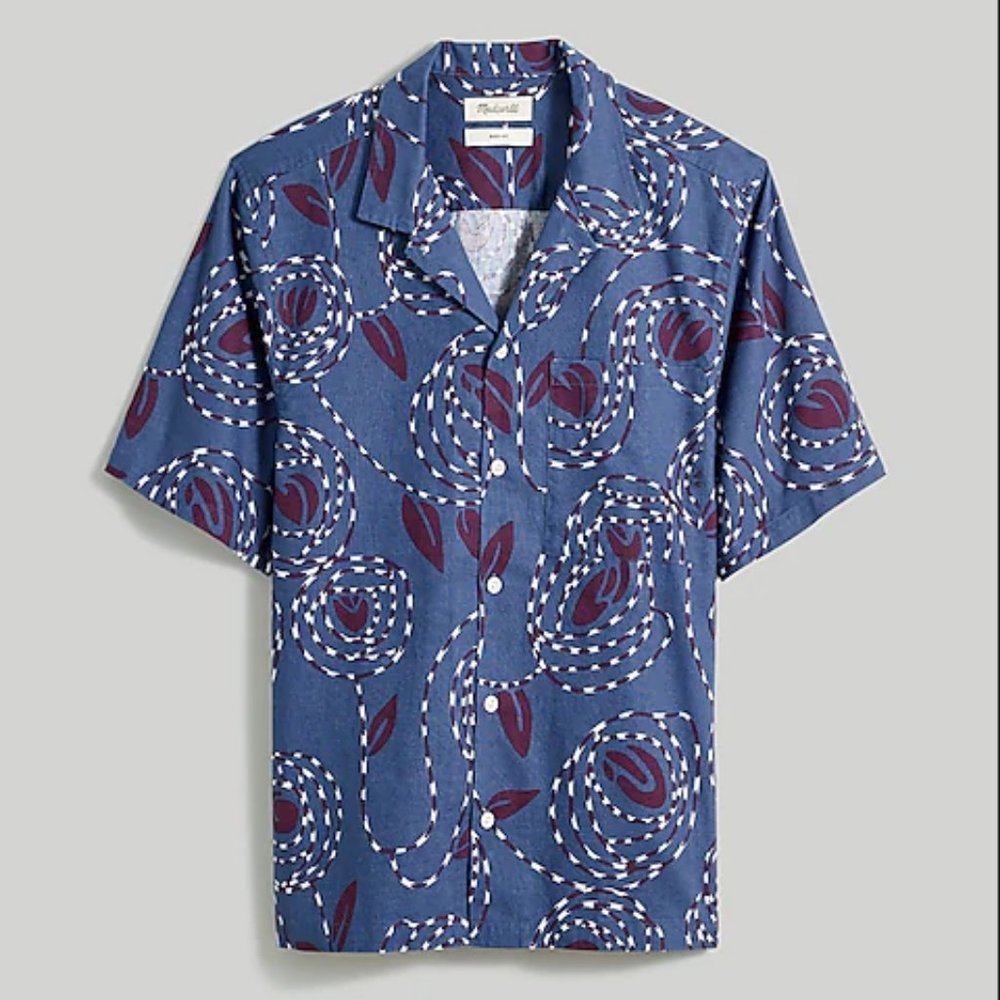Madewell Hemp-Cotton Blend Boxy Short-Sleeve Shirt L